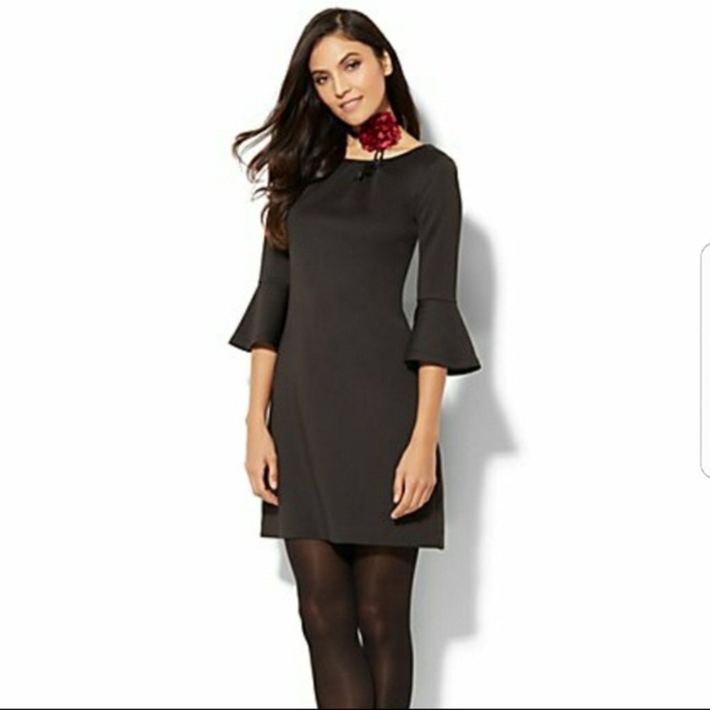Black Dress with Bell Sleeves